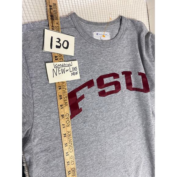 Vintage Champion FSU T-Shirt Size L Gray Red Print Cotton Blend College Style - Picture 3 of 6
